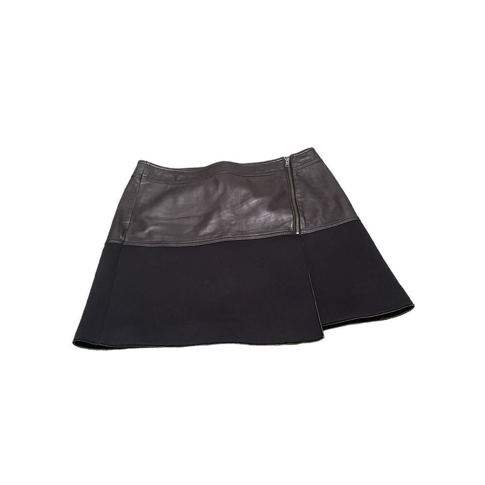 Halogen Black Leather Asymmetric Mini Skirt Sz 12​​​ - Picture 5 of 8